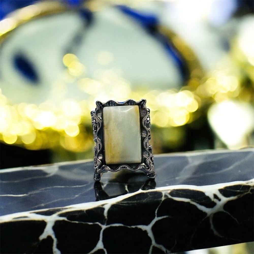 Sassy Jones Yellow-ish and Cream Statement Ring